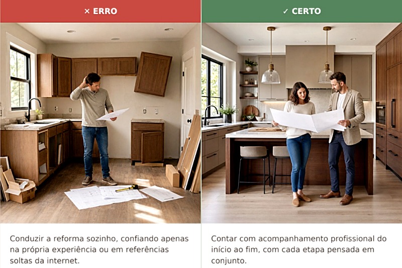 Erros Mais Comuns na Reforma da Cozinha - 7 - falta de acompanhamento profissional Erros Mais Comuns na Reforma da Cozinha - 7 - falta de acompanhamento profissional